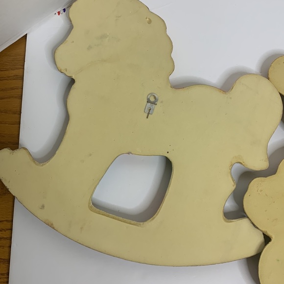 70’s Patchwork Collection | 2 Rocking Horses & 1 Teddy Bear Artwork Wall Hangs - Picture 6 of 13